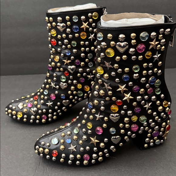 Current Mood Darkstar Embellished Gem Black Ankle Boots Rock Like A STAR Size 7 - Picture 3 of 9